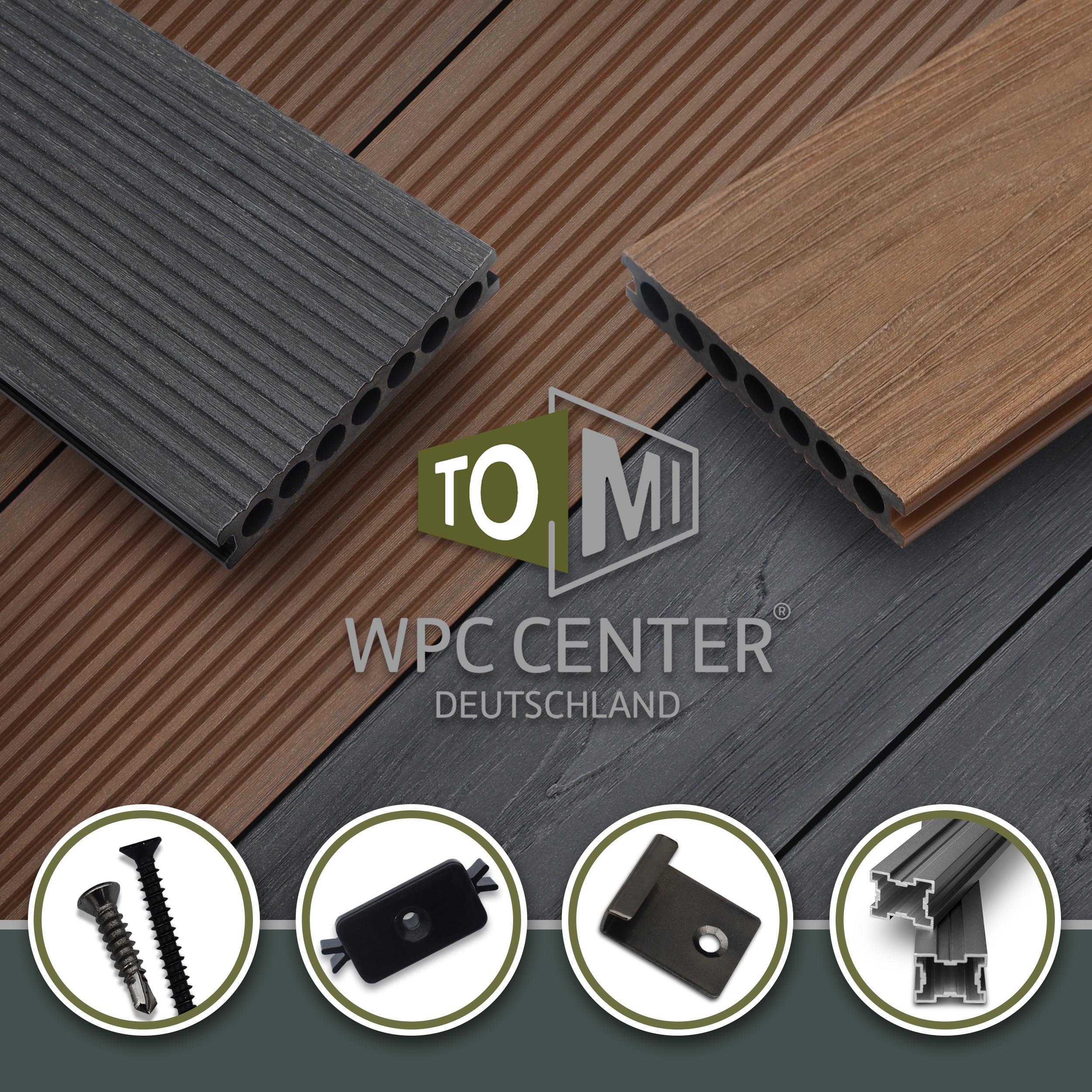 Tomi Wpc Coex Terrassendielen Komplettset 3 Meter 4 Meter Anthrazit Nussbraun Ebay